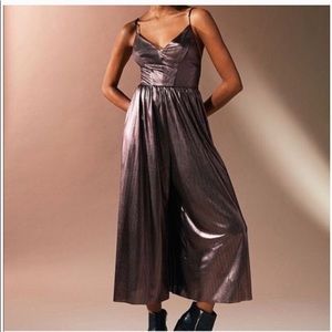Urban Outfitters Wide Leg Purple Metallic Jumpsuit